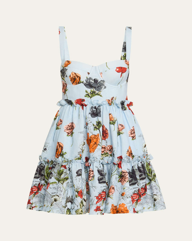 Audrey Floral-Print Poplin Fit & Flare Mini Dress